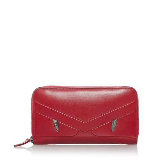 Fendi Monster Leather Zip Wallet