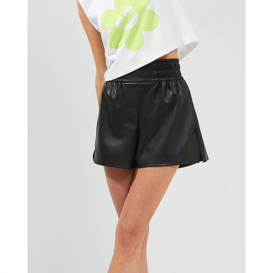Etta Recycled Vegan Leather Black Short Shorts