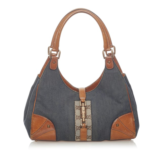 Gucci Nailhead New Jackie Denim Shoulder Bag