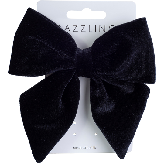 Dazzling Hair Tie With Velvet Bow Black