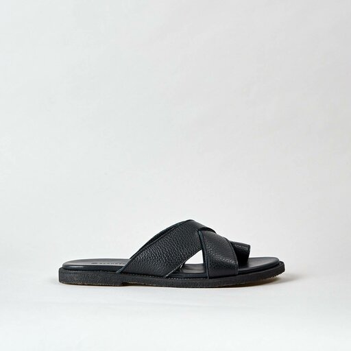 The Mette Eco Black Leather Sandal