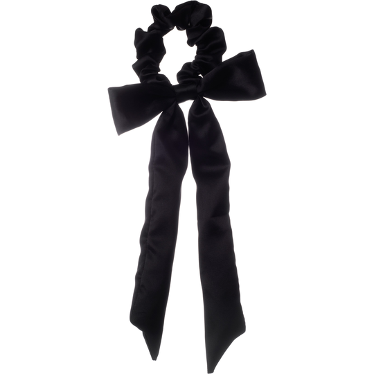 Dazzling Scrunchie Tail With Bow Black Satin