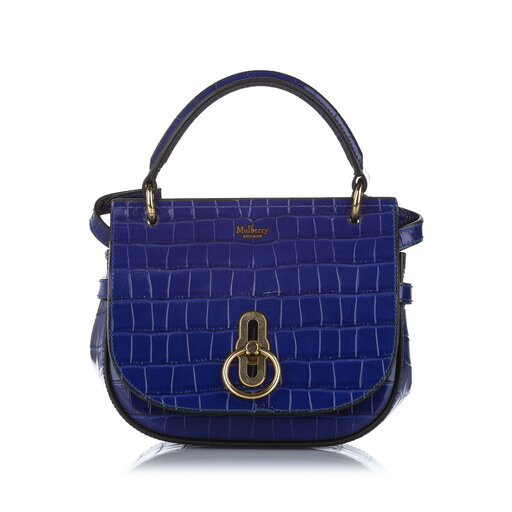 Mulberry Croc Embossed Amberley Patent Leather Satchel
