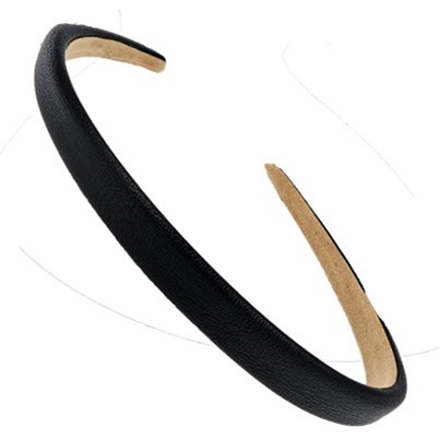 Corinne Leather Diadem Narrow Plain Black