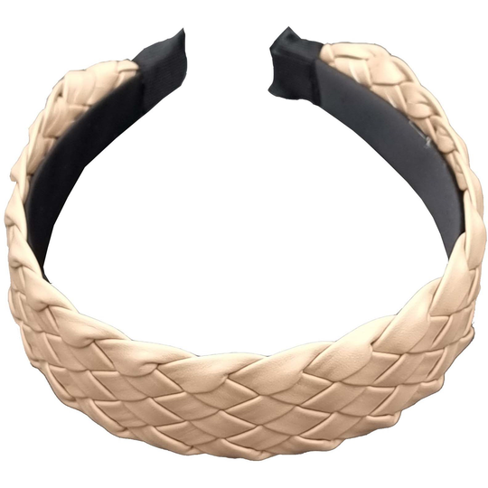 LYKO Flätat Diadem I Imitationsläder Beige