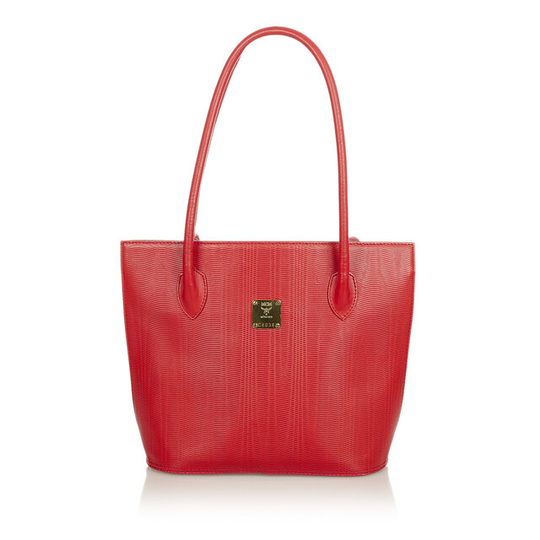 Mcm Embossed Lizard Leather Tote Bag