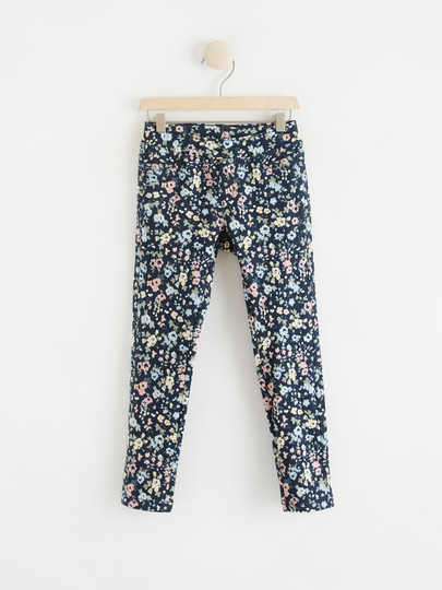 Leggings i denimstil med blommor