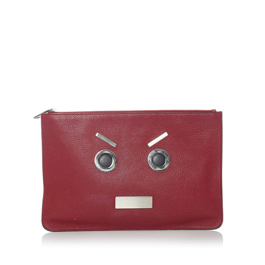 Fendi Face Leather Clutch Bag