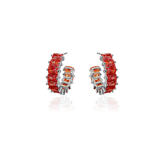 Domino Crystal Earrings Gold/rose Red