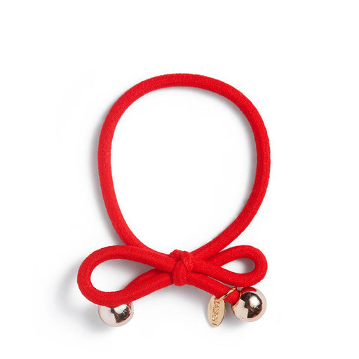 Hair Tie with Gold Bead - Red