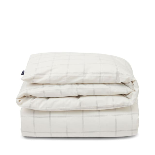 White/Dk Blue Checked Lyocell/Cotton Duvet Cover