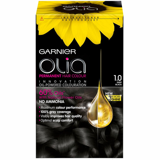 Garnier Olia Permanent Hair Colour, 1.0 Deep Black, Garnier Färg