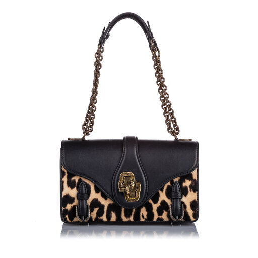 Bottega Veneta Leopard Print Pony Hair City Knot Shoulder Bag