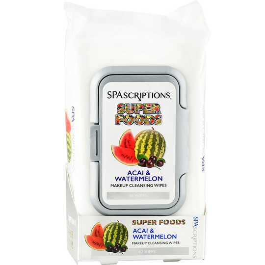 Superfoods Watermelon & Acai Makeup Cleansing Wipes, 60 pcs Spascriptions Sminkborttagning