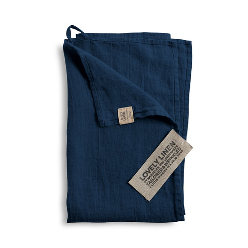 Linnehandduk 45 x 70 cm, Midnight blue