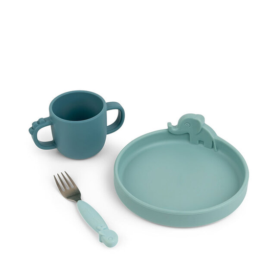 Peekaboo dinner set Deer friends Blue