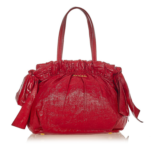 Prada Bow Lambskin Leather Shoulder Bag