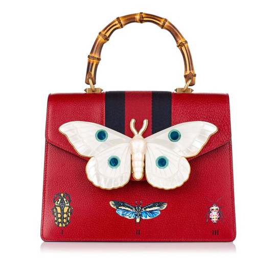 Gucci Bamboo Falena Leather Satchel