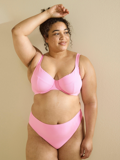 Ribbad bikini bh utan vaddering med bygel