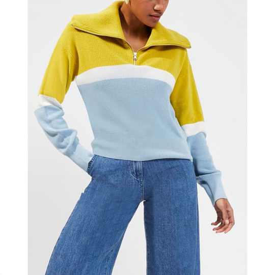 Konnie Blue Green Half Zip Jumper Knitwear