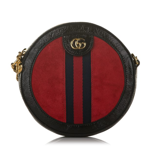 Gucci Mini Round Ophidia Suede Crossbody Bag
