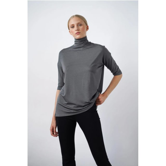 Tomasine Turtleneck Top - Stone Blue