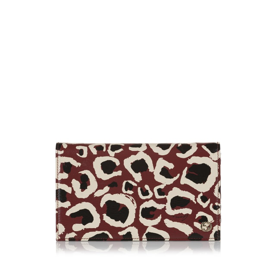 Gucci Leopard Print Leather Wallet On Chain