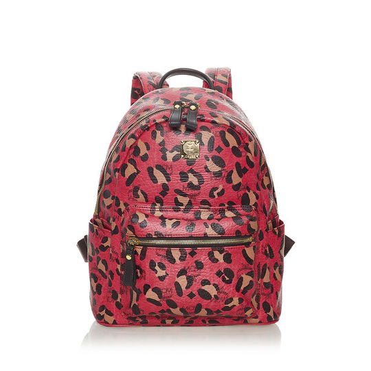 Mcm Visetos Leopard Print Leather Backpack