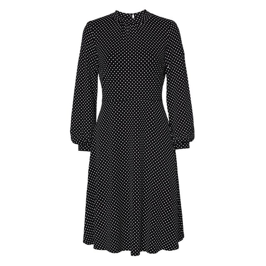 Svart Klänning Med Vita Prickar - Alma Black