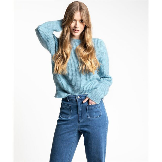 Stickad Jumper I Blå Mohair - Lova Blue