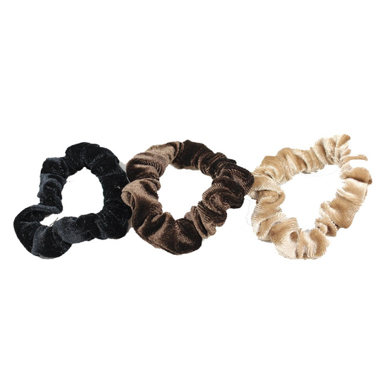 LYKO 3 Pack Tunnare Sammets Scrunchies Brown