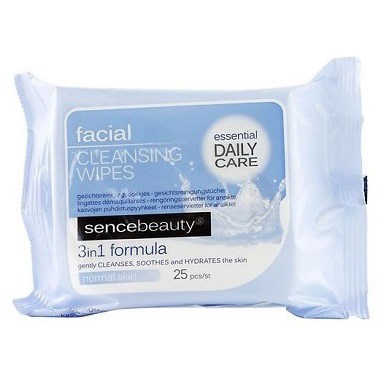 Sencebeauty Facial Cleansing Wipes 3-in-1 25-pack