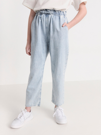 Croppad denimjoggingbyxa
