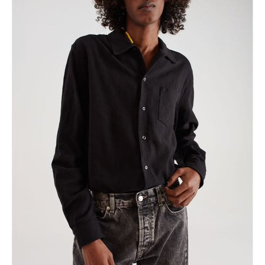 Leo Shirt Black Hopsack