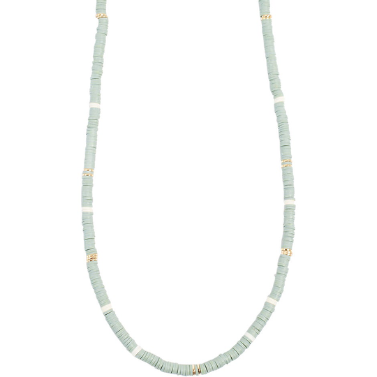 Heishi Delight Necklace Duck Egg Blue Gold, A&C Oslo Halsband