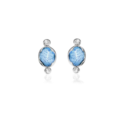 Oyster Studs Gold/marble Blue