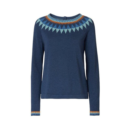 Mönsterstickad Jumper I Bomull - Christina Blue
