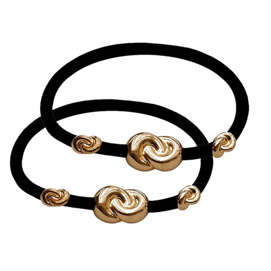 Corinne Hair Tie 3 Knots 2 Pack Black