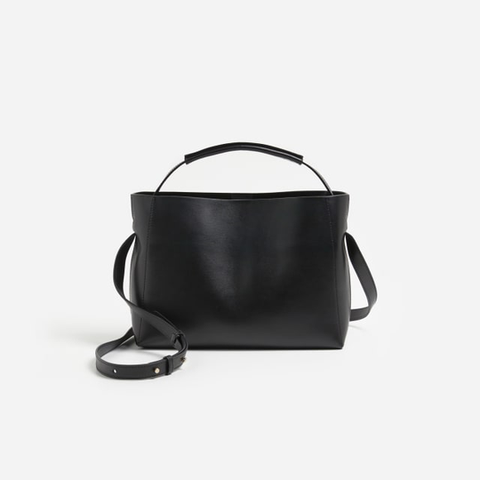 Hedda Midi Handbag Black Leather