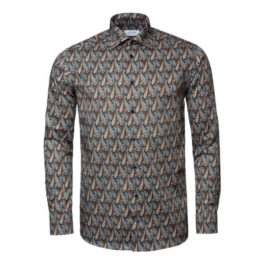 Skjorta I Signature Twill Med Paisleymönster Slim Fit