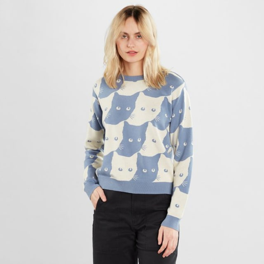 Sweater Arendal Cats Steel Blue