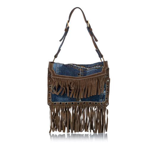 Dolce&gabbana Denim Fringed Shoulder Bag