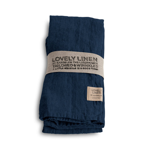 Linneservett 45 x 45 cm, 4-pack, Midnight blue