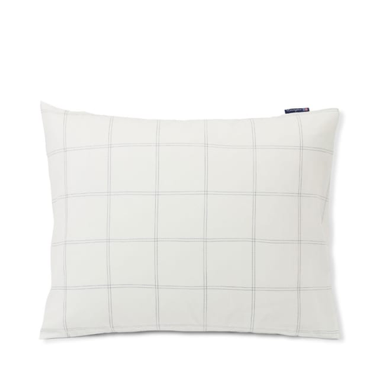 White/Dk Blue Checked Lyocell/Cotton Pillowcase
