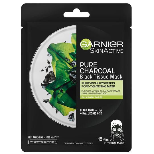 Skin Active Pure Charcoal Black Tissue Mask, Garnier Ansiktsmask