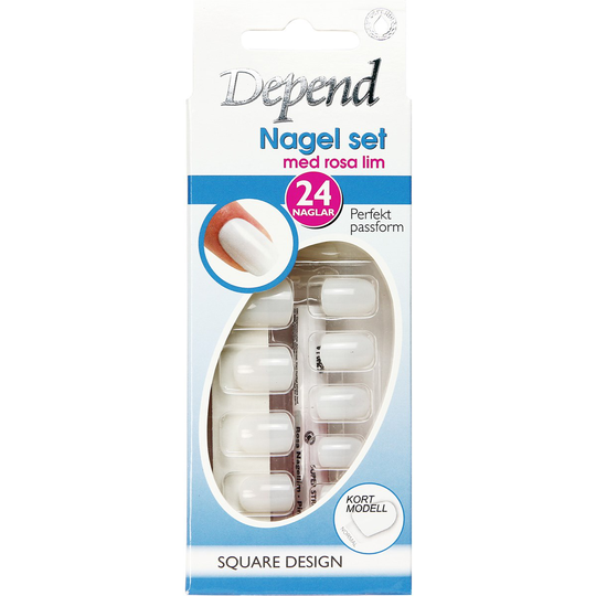 Depend Nagel Set med Rosa Lim l Kort Model