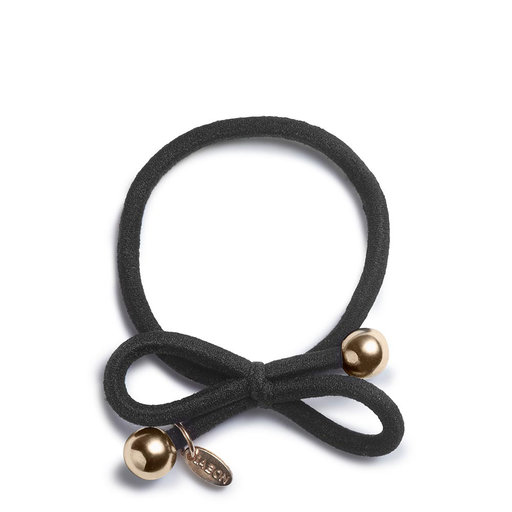Hair Tie with Gold Bead - Black
