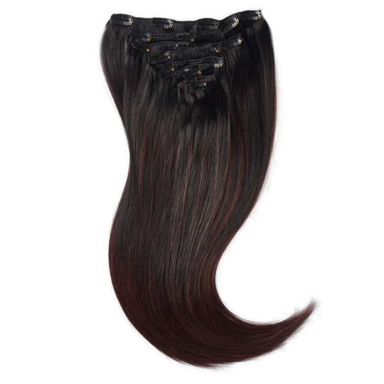Rapunzel of Sweden Clip-on set Original 7 pieces B1.0/6.12 Cherry Infused Black Balayage 50cm