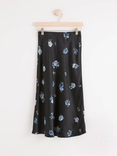 Midikjol i satin