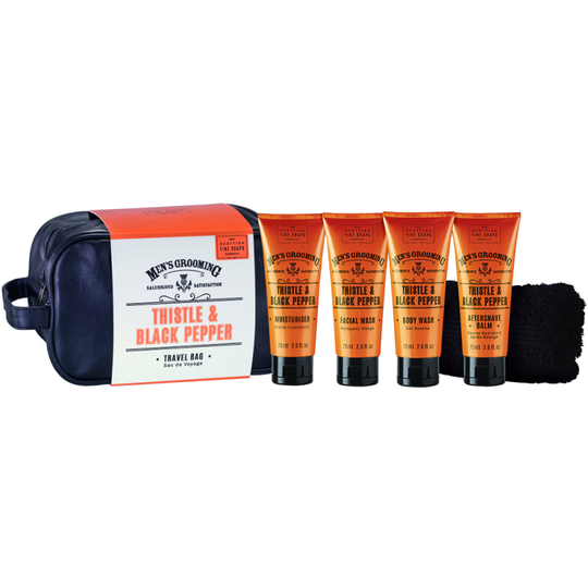 The Scottish Fine Soaps Company Thistle and Black Pepper Travel Bag (4x75ml)